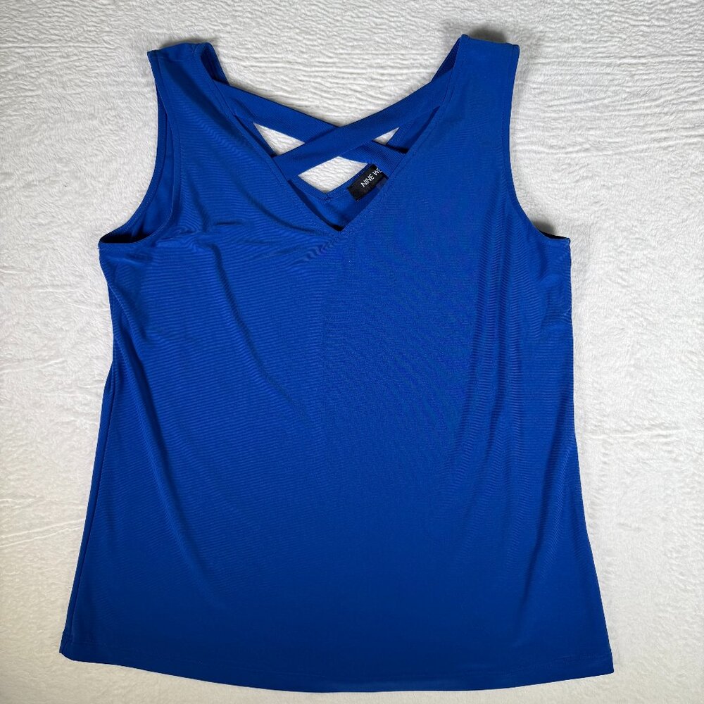 Women's Nine West Sleeveless Cross-Front Blue Top Sizeβ Small EUC